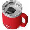 YETI Rambler 10 oz Ceramic Lined Stackable Mug, Vacuum Insulated, Stainless Steel with MagSlider Lid, Ridgeline(Rescue Red)