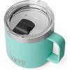 YETI Rambler 14 oz Ceramic Lined Stackable Mug, Vacuum Insulated, Stainless Steel with MagSlider Lid, Ridgeline(Seafoam)