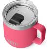 YETI Rambler 14 oz Ceramic Lined Stackable Mug, Vacuum Insulated, Stainless Steel with MagSlider Lid, Ridgeline(Tropical Pink)
