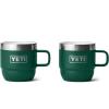 YETI Rambler 6 oz Stackable Mug, Stainless Steel, Vacuum Insulated Espresso/Coffee Mug, 2 Pack(Black Forest Green)