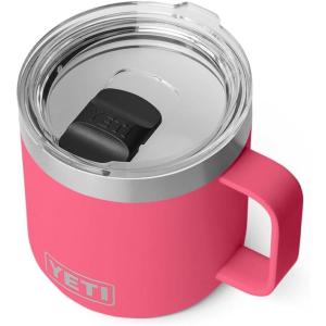 YETI Rambler 14 oz Ceramic Lined Stackable Mug, Vacuum Insulated, Stainless Steel with MagSlider Lid, Ridgeline(Tropical Pink)
