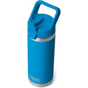 YETI Rambler 18 oz Bottle, Vacuum Insulated, Stainless Steel with Color Matching Straw Cap, Venom(Big Wave Blue)
