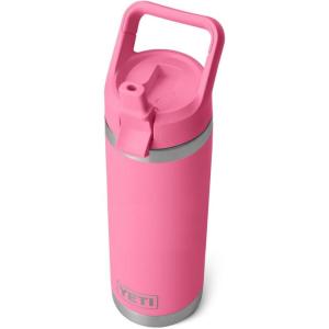 YETI Rambler 18 oz Bottle, Vacuum Insulated, Stainless Steel with Color Matching Straw Cap, Venom(Harbor Pink)