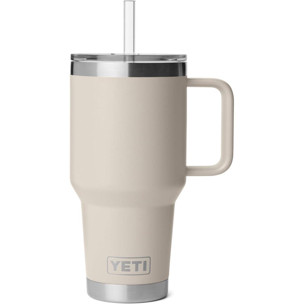 imageYETI Rambler 35 oz Straw Mug 20  DoubleWall Vacuum Insulation for Cold Beverages  Dishwasher Safe  Cupholder Compatible  Reusable Straw  Comfortable Grip Handle  Travel Mug  RidgelineCape Taupe