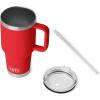 YETI Rambler 35 oz Straw Mug 2.0 – Double-Wall Vacuum Insulation for Cold Beverages – Dishwasher Safe – Cupholder Compatible – Reusable Straw – Comfortable Grip Handle – Travel Mug – Ridgeline(Rescue Red)