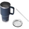 YETI Rambler 35 oz Straw Mug 2.0 – Double-Wall Vacuum Insulation for Cold Beverages – Dishwasher Safe – Cupholder Compatible – Reusable Straw – Comfortable Grip Handle – Travel Mug – Ridgeline(Navy)