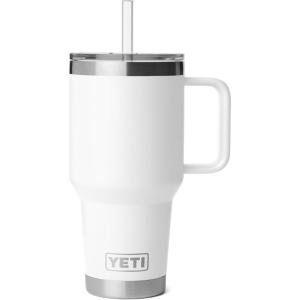 YETI Rambler 35 oz Straw Mug 2.0 – Double-Wall Vacuum Insulation for Cold Beverages – Dishwasher Safe – Cupholder Compatible – Reusable Straw – Comfortable Grip Handle – Travel Mug – Ridgeline(White)