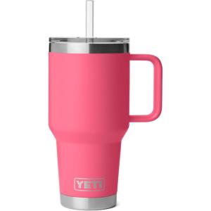 YETI Rambler 35 oz Straw Mug 2.0 – Double-Wall Vacuum Insulation for Cold Beverages – Dishwasher Safe – Cupholder Compatible – Reusable Straw – Comfortable Grip Handle – Travel Mug – Ridgeline(Tropical Pink)