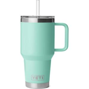 YETI Rambler 35 oz Straw Mug 2.0 – Double-Wall Vacuum Insulation for Cold Beverages – Dishwasher Safe – Cupholder Compatible – Reusable Straw – Comfortable Grip Handle – Travel Mug – Ridgeline(Seafoam)
